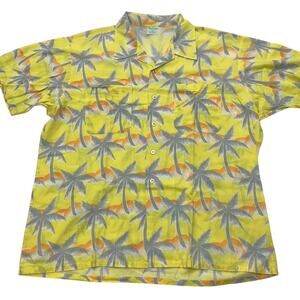 VTG Tropicana Mens XL Palm Tree Yellow Orange Bright Hawaiian Button Down Shirt